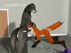 Vixen swallowing a fox's stiff shlong